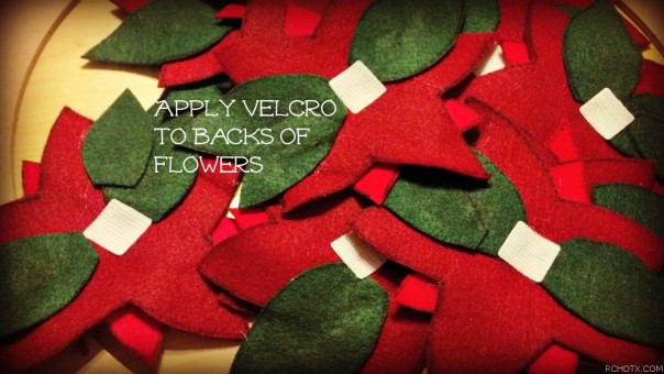 apply velcro to backs of flowers