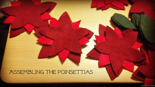 assembling the poinsettias